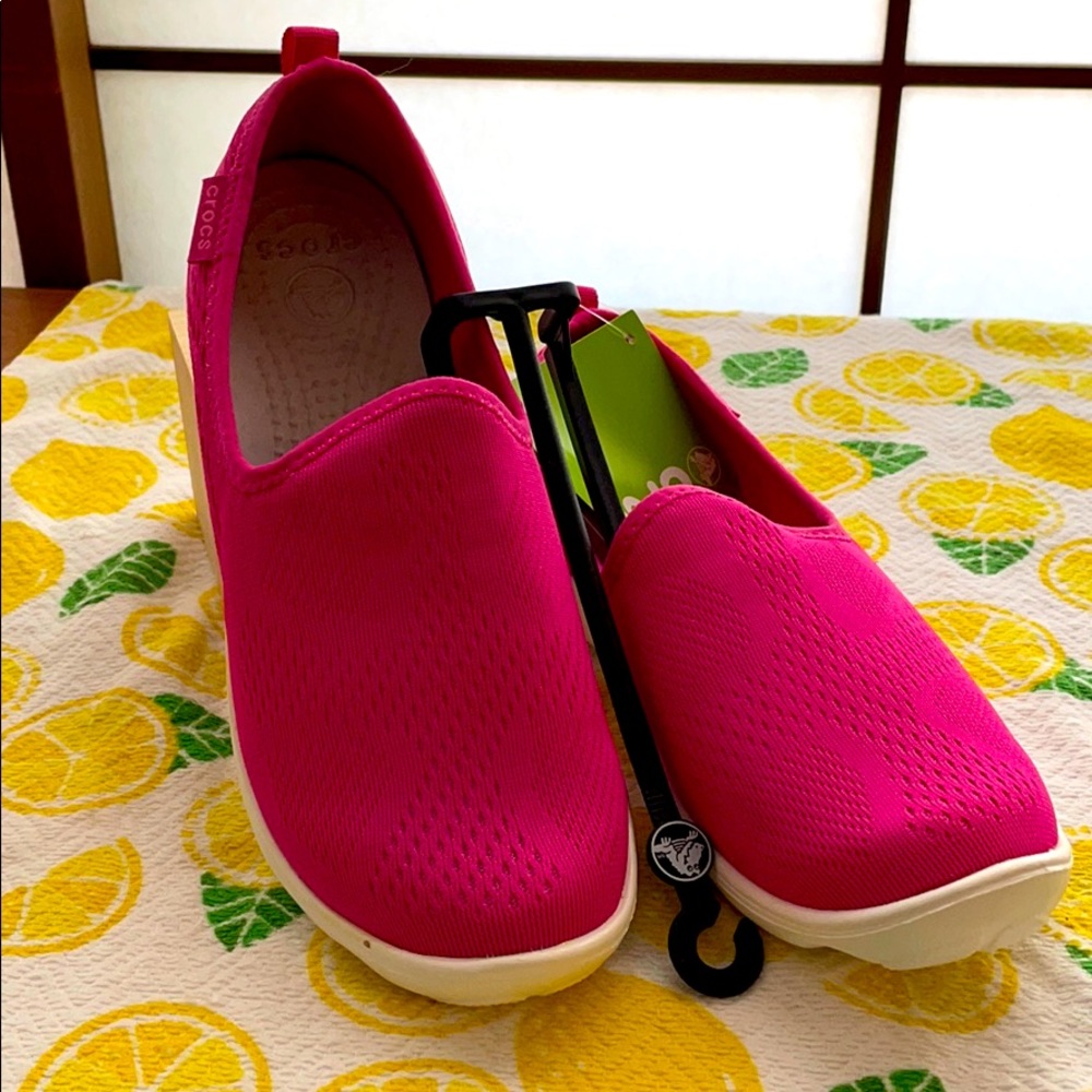 Crocs candy pink/pink lemonade mesh skimmer size 7